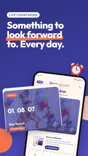 Mempaper screenshot: Countdown to your next memory